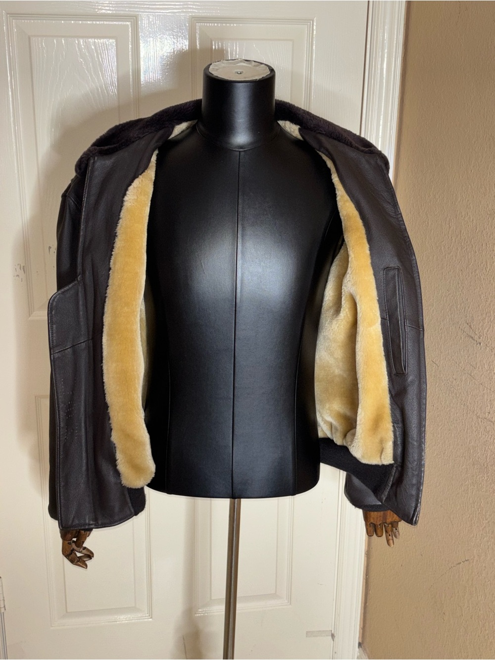 VTG Navy Airborne Leathers Lined Leather Pilots Flight Bomber Jacket L - Picture 6 of 11